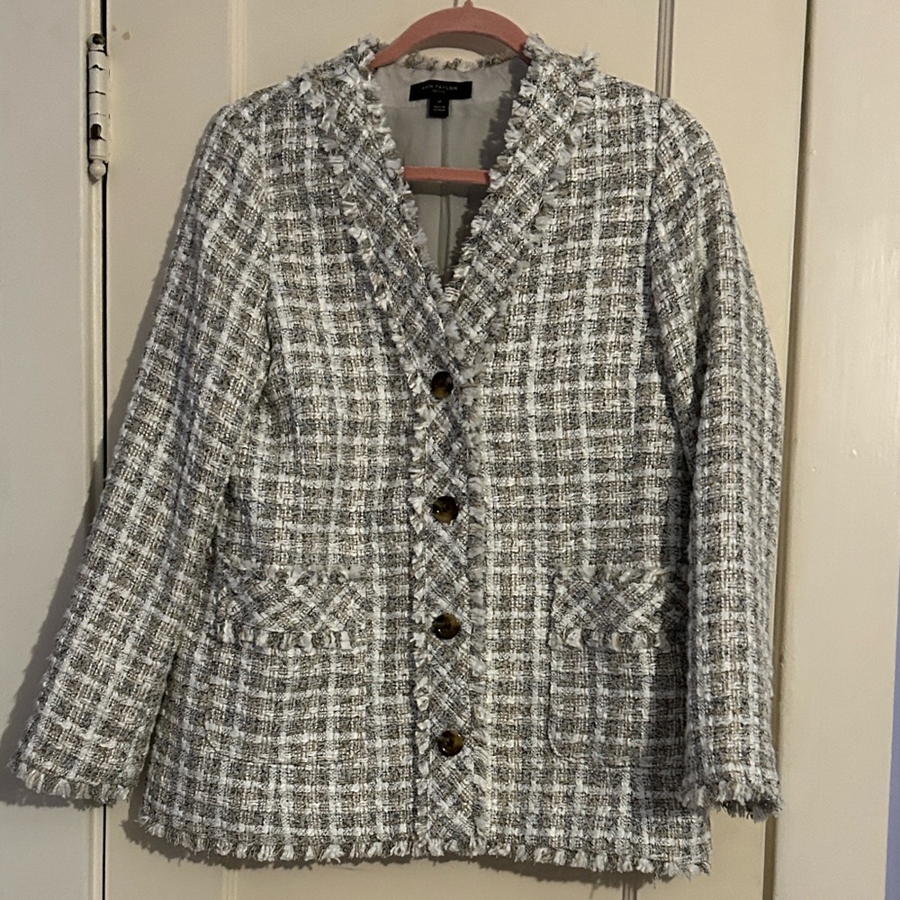 Ann Taylor Black and White Textured Blazer